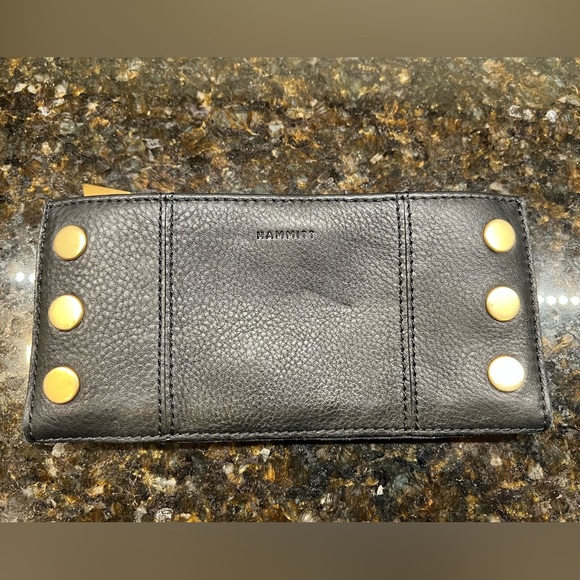 Hammitt Black Leather Card Holder with Gold Studs,All Products : American Fashion Style Bags On Sale